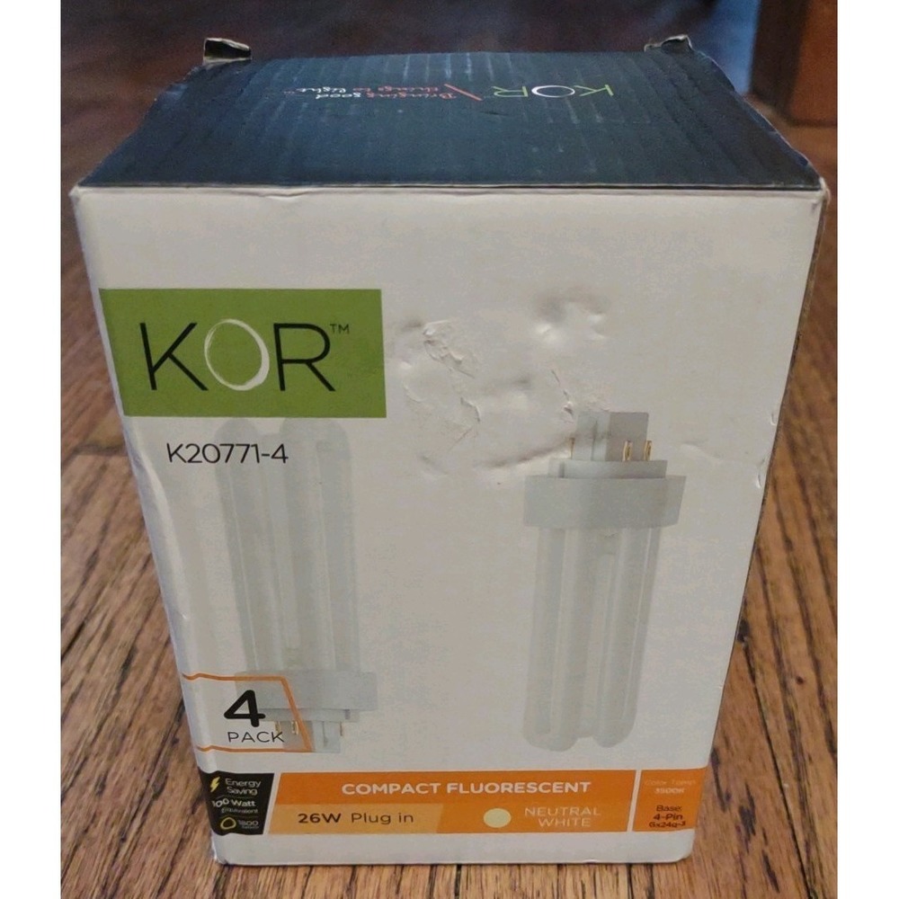 KOR K21228-4 26W Compact Fluorescent Tube 4-Pin 5000K Bright White 4 Pack